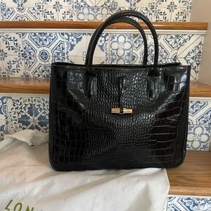 Longchamp Black Croc-Embossed Women's Bag